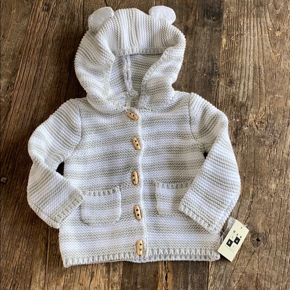 Max Studio Other - Max Studio Gray White Knit Cardigan Hoodie Ears